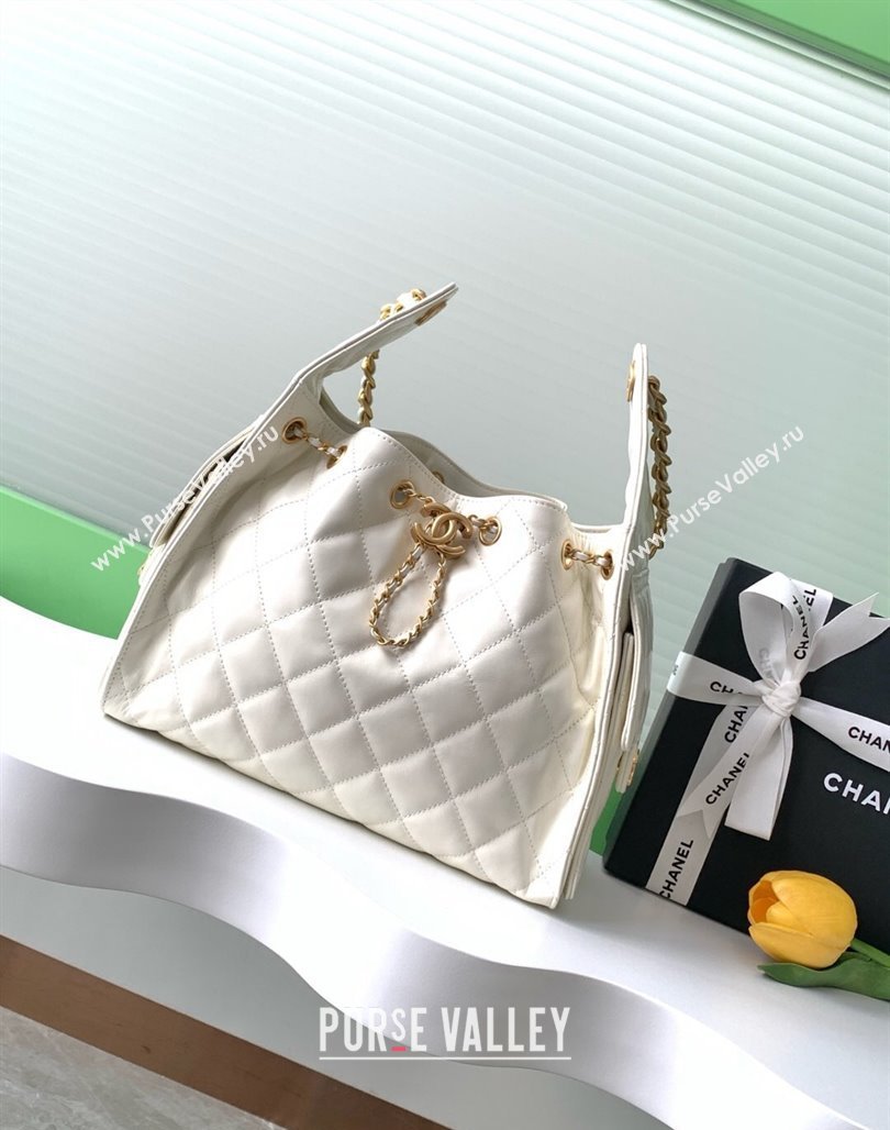 Chanel Quilted Calfskin Medium Hobo bag AS5293 White 2025 (yezi-250111027)