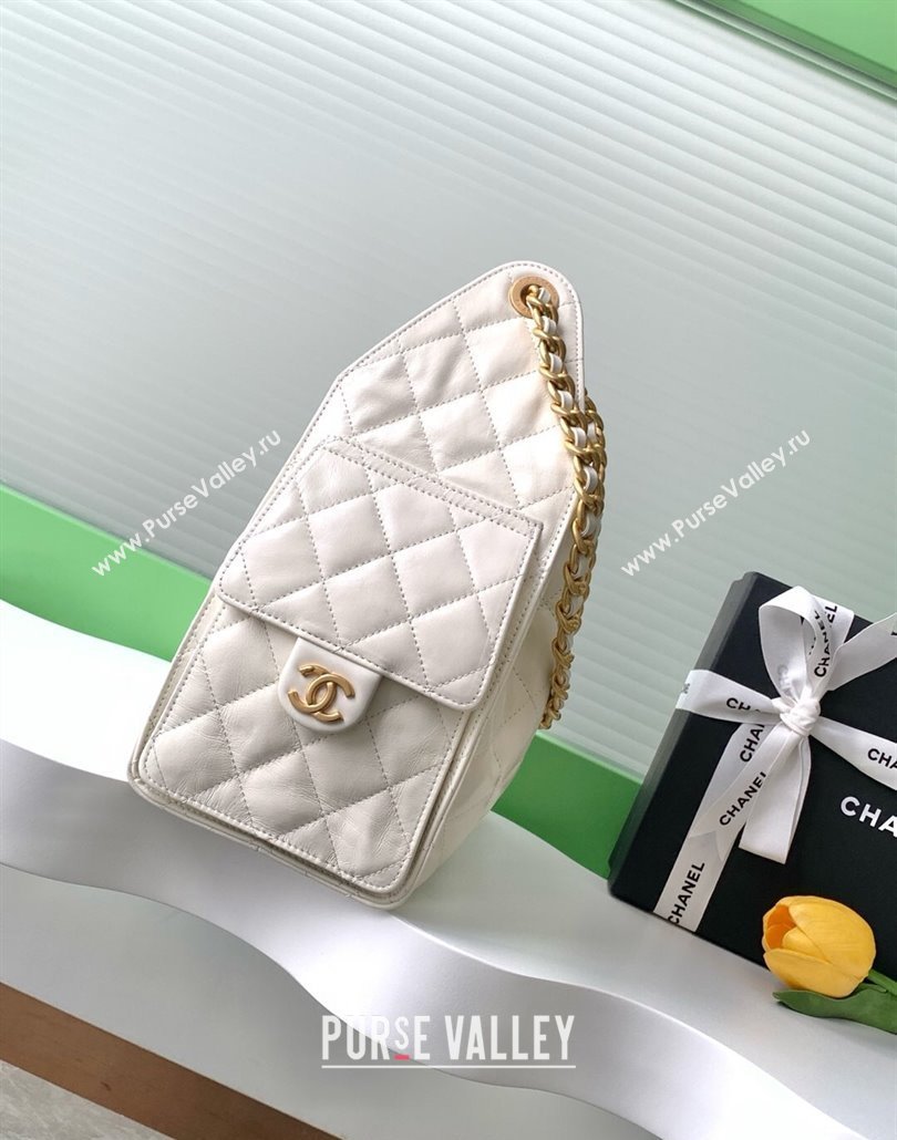 Chanel Quilted Calfskin Medium Hobo bag AS5293 White 2025 (yezi-250111027)