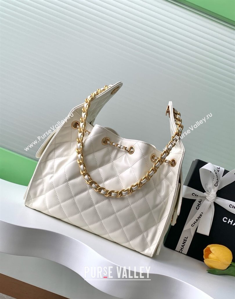 Chanel Quilted Calfskin Medium Hobo bag AS5293 White 2025 (yezi-250111027)