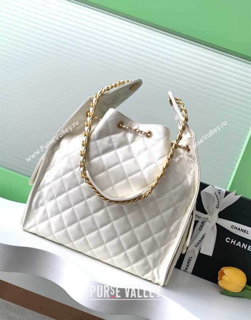 Chanel Quilted Calfskin Large Hobo bag AS5311 White 2025 (yezi-250111032)