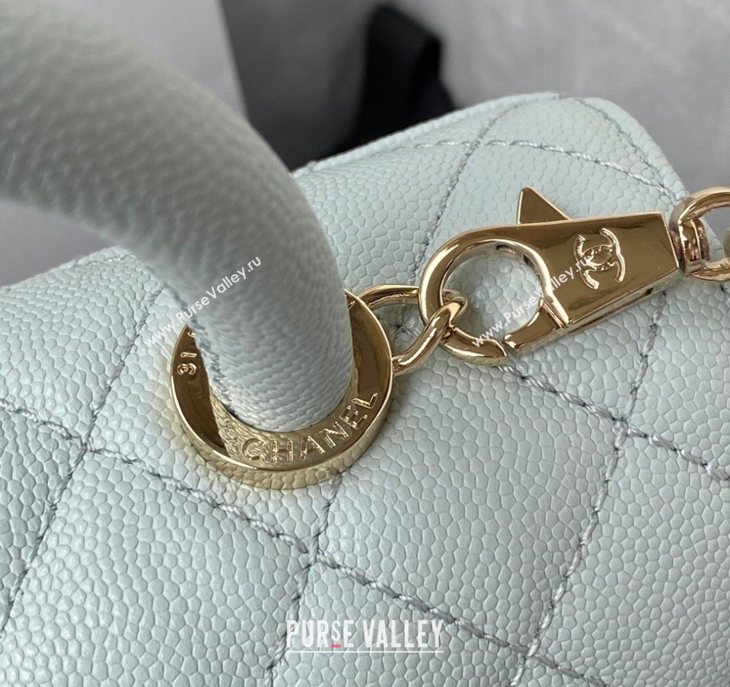 Chanel Coco Handle Quilted Grained Calfskin Small Flap Bag with Top Handle A92990 Light Green 2025 0111 (yezi-250111003)