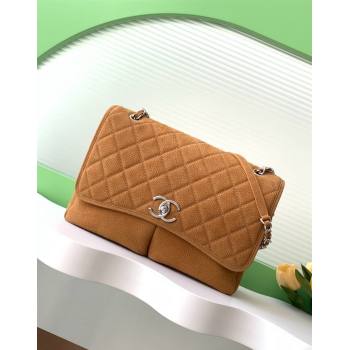 Chanel Vintage Litchi-Grained Calfskin Suede Flap Bag with Pouch Light Brown 2025 AS6068 (ssz-250111044)