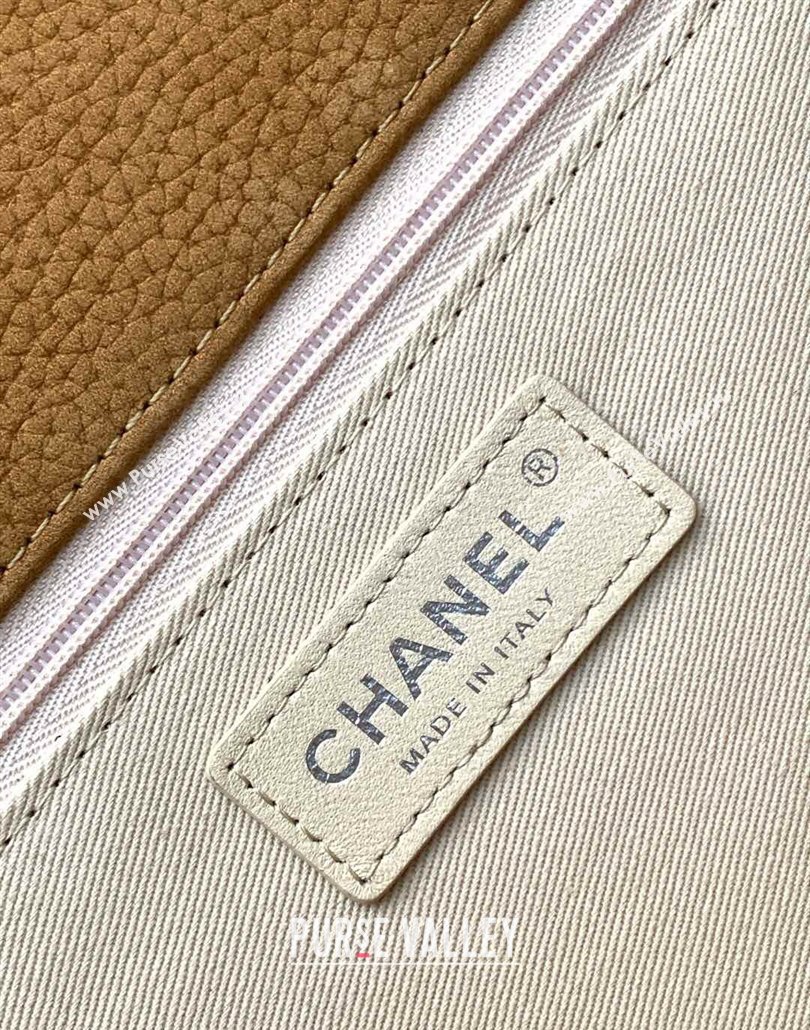 Chanel Vintage Litchi-Grained Calfskin Suede Flap Bag with Pouch Light Brown 2025 AS6068 (ssz-250111044)