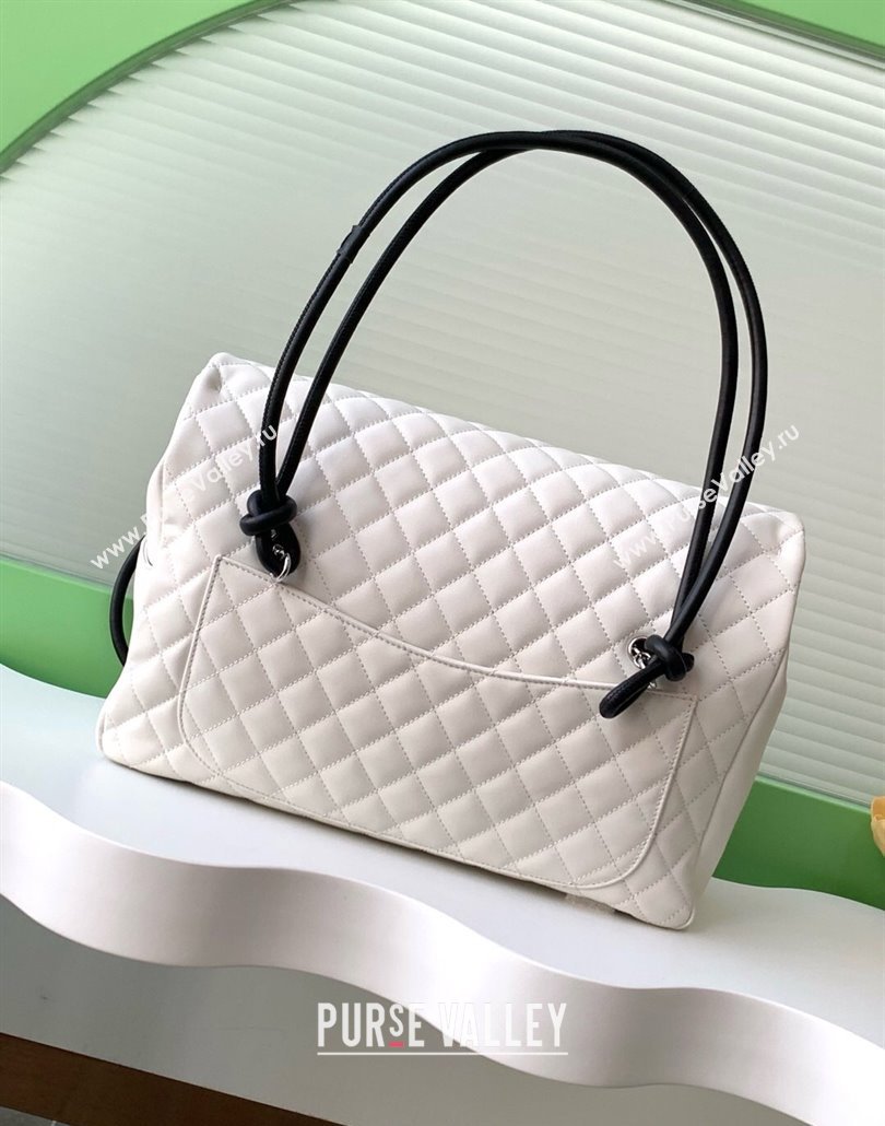 Chanel Quilted Calfskin Airport Flap Bag with Maxi CC White/Black2 2025 AS6338 (yezi-250111050)