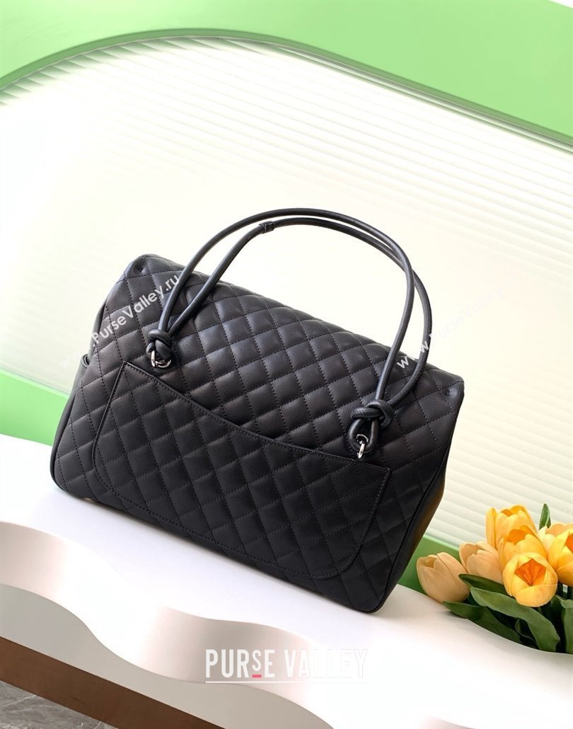 Chanel Quilted Calfskin Airport Flap Bag with Maxi CC Black/White2 2025 AS6338 (yezi-250111051)