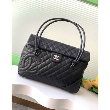 Chanel Quilted Calfskin Airport Flap Bag with Maxi CC Black1 2025 AS6338 (yezi-250111052)