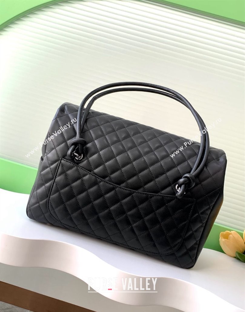 Chanel Quilted Calfskin Airport Flap Bag with Maxi CC Black1 2025 AS6338 (yezi-250111052)