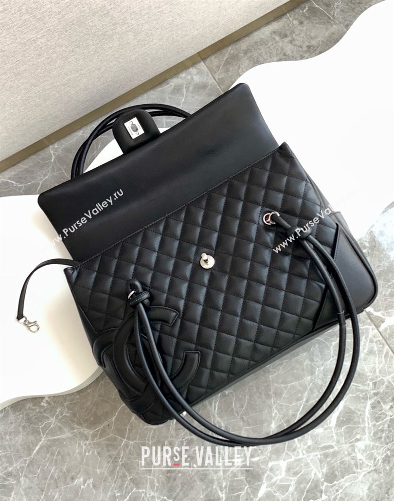 Chanel Quilted Calfskin Airport Flap Bag with Maxi CC Black1 2025 AS6338 (yezi-250111052)