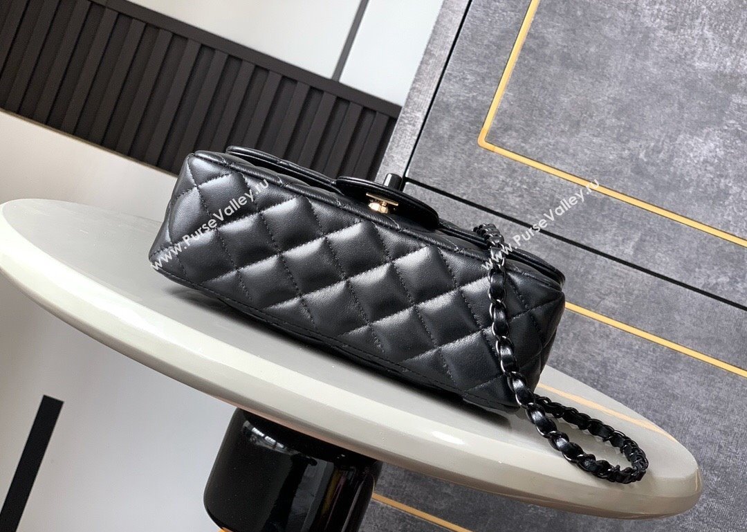 Chanel Quilted Lambskin Lacquered Metal Mini Flap Bag with Top Handle Black 2025 AS5243 (yezi-250111071)