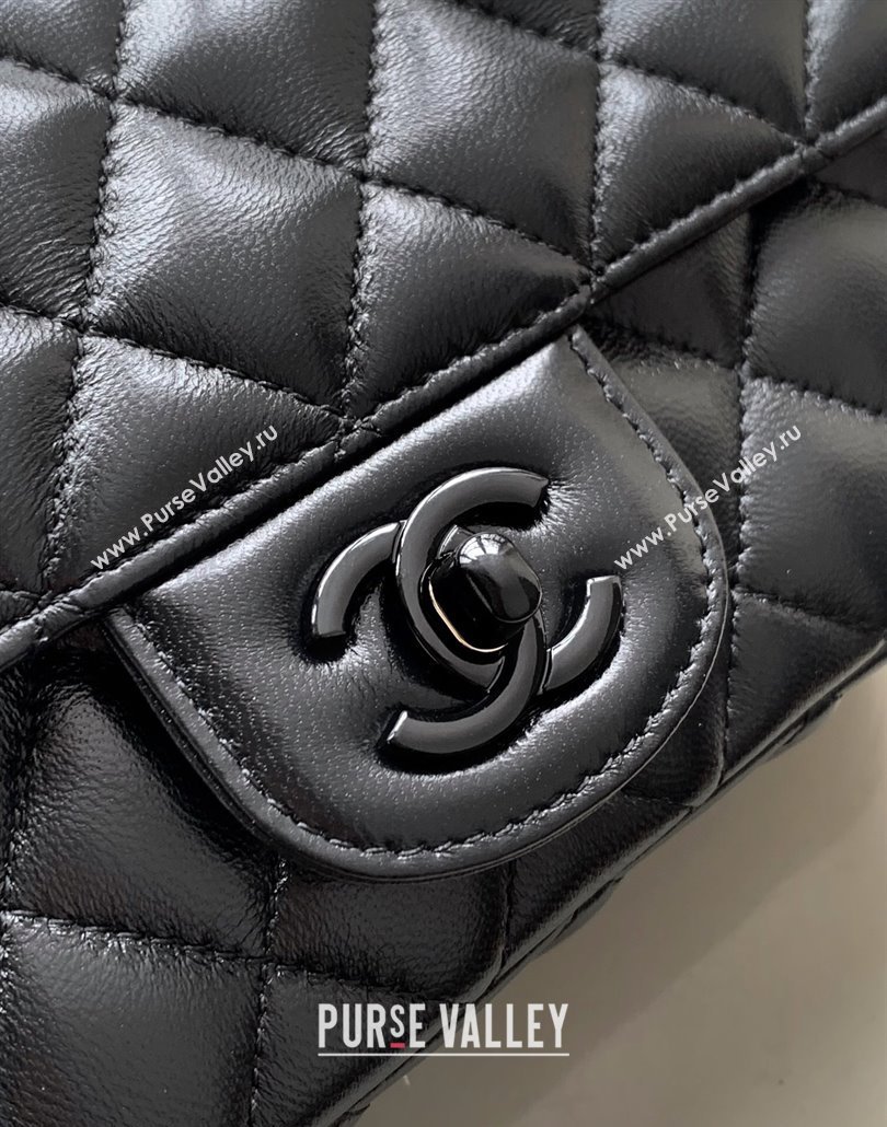 Chanel Quilted Lambskin Lacquered Metal Mini Flap Bag with Top Handle Black 2025 AS5243 (yezi-250111071)