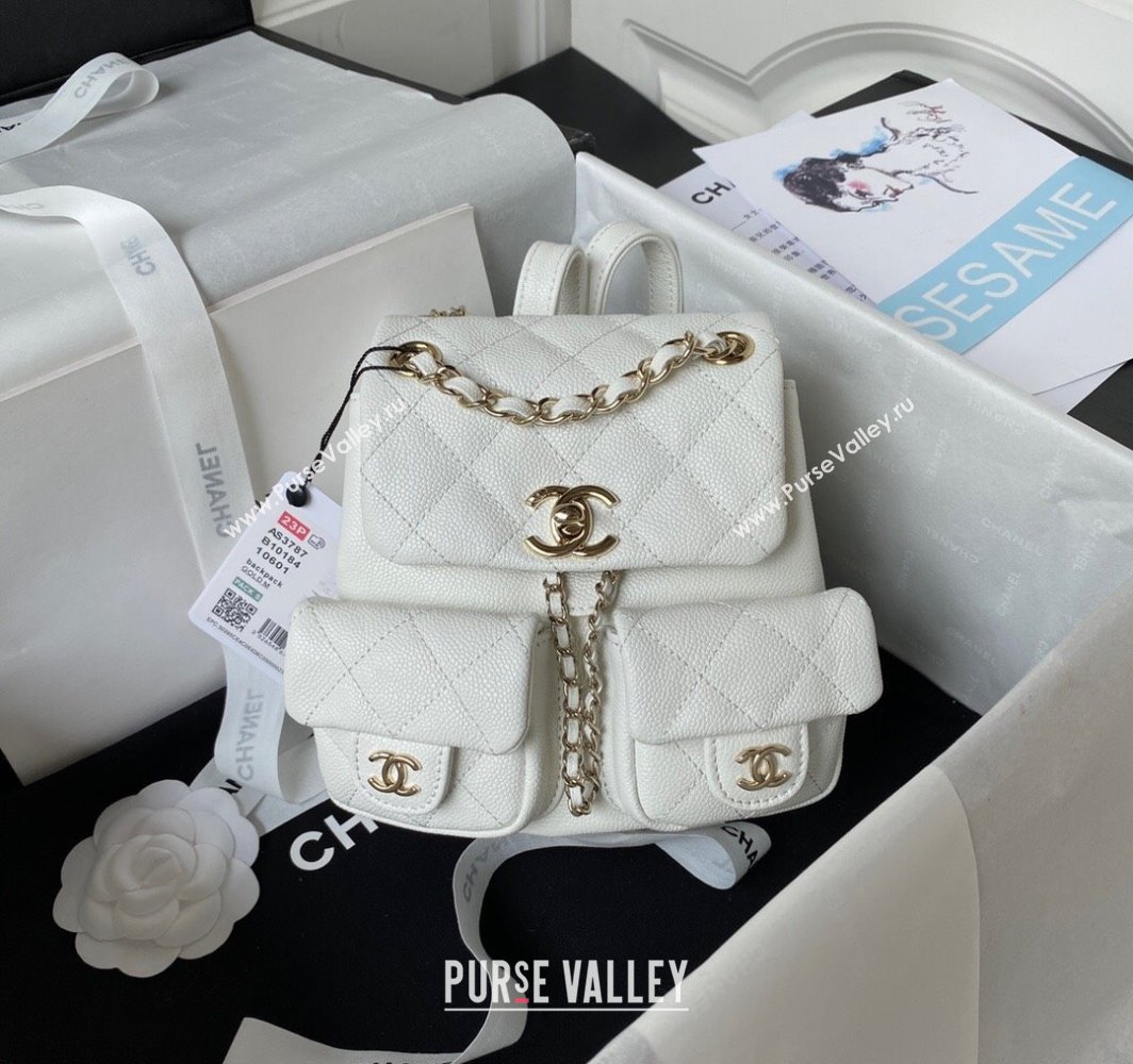 Chanel Grained Calfskin Small Backpack Bag AS3787 White 2025 (yezi-250111072)