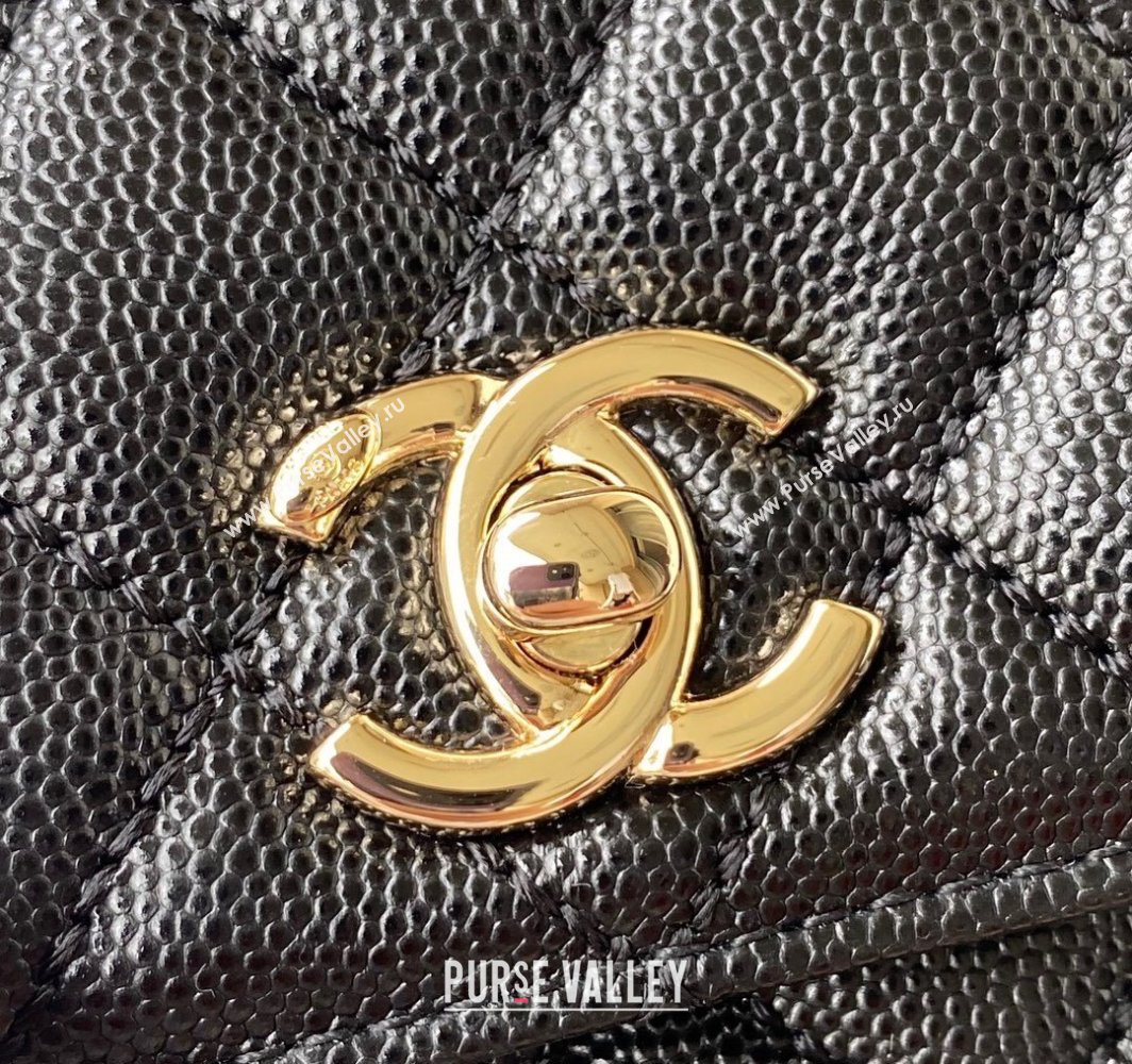 Chanel Coco Handle Quilted Grained Calfskin Small Flap Bag with Top Handle A92990 Black/Burgundy 2025 0111 (yezi-250111005)