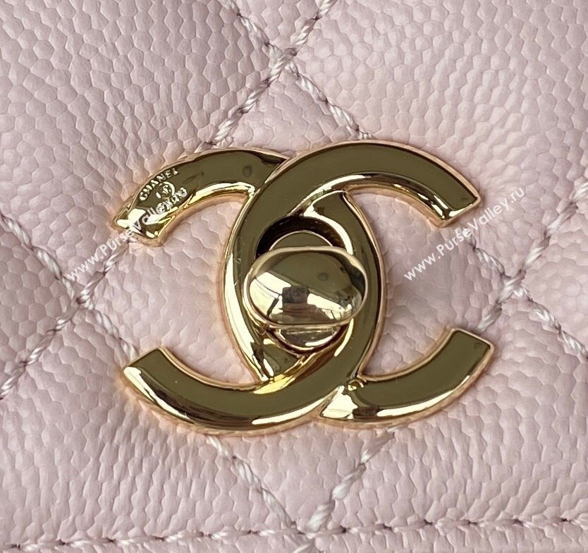 Chanel Coco Handle Quilted Grained Calfskin Small Flap Bag with Top Handle A92990 Light Pink 2025 0111 (yezi-250111001)