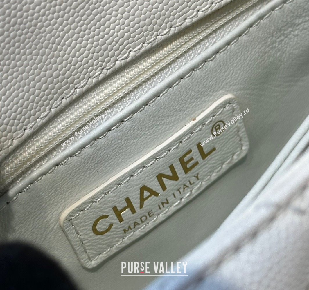 Chanel Coco Handle Quilted Grained Calfskin Mini Flap Bag with Top Handle AS2215 White 2025 0111 (yezi-250111009)