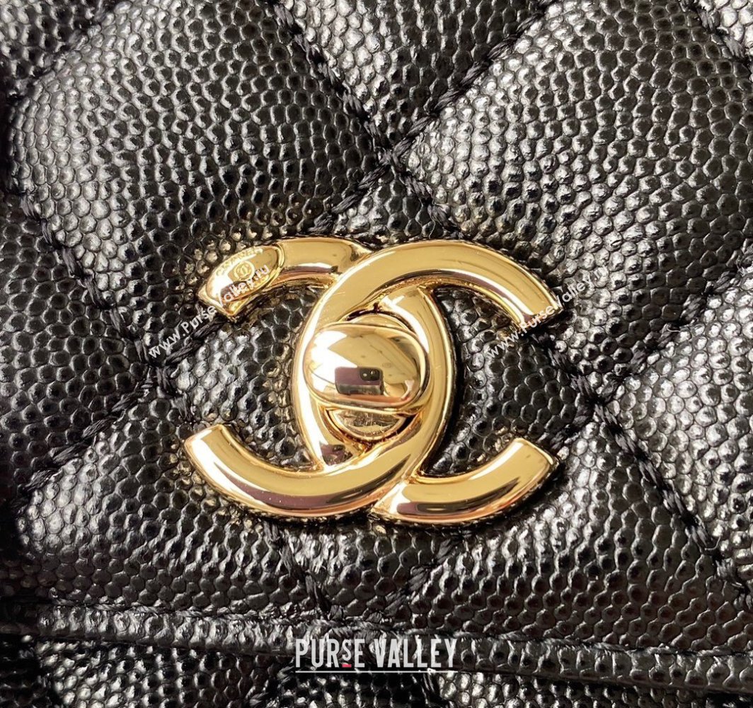 Chanel Coco Handle Quilted Grained Calfskin Small Flap Bag with Top Handle A92990 Black2 2025 0111 (yezi-250111006)