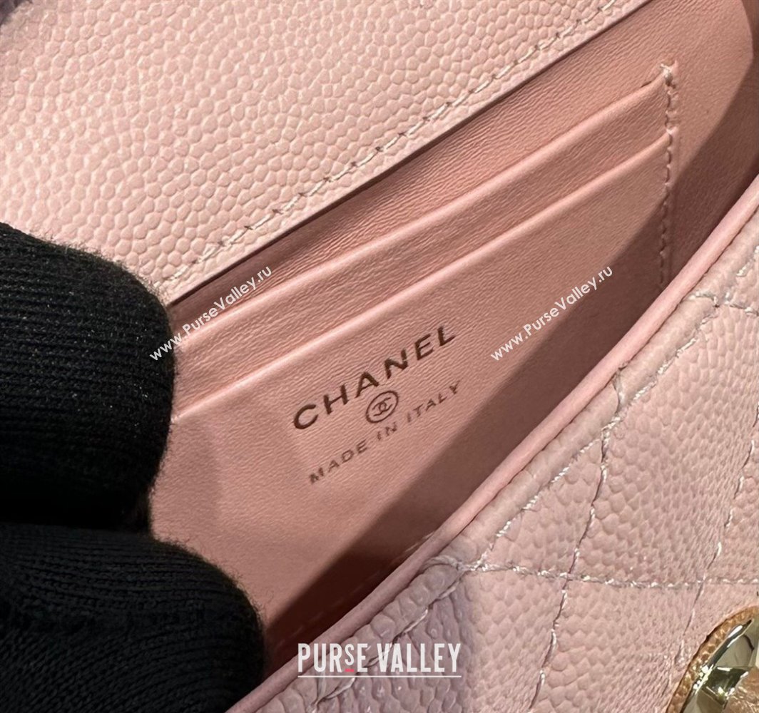 Chanel Coco Handle Quilted Grained Calfskin Nano Flap Bag with Top Handle AP4424 Light Pink 2025 0111 (yezi-250111013)