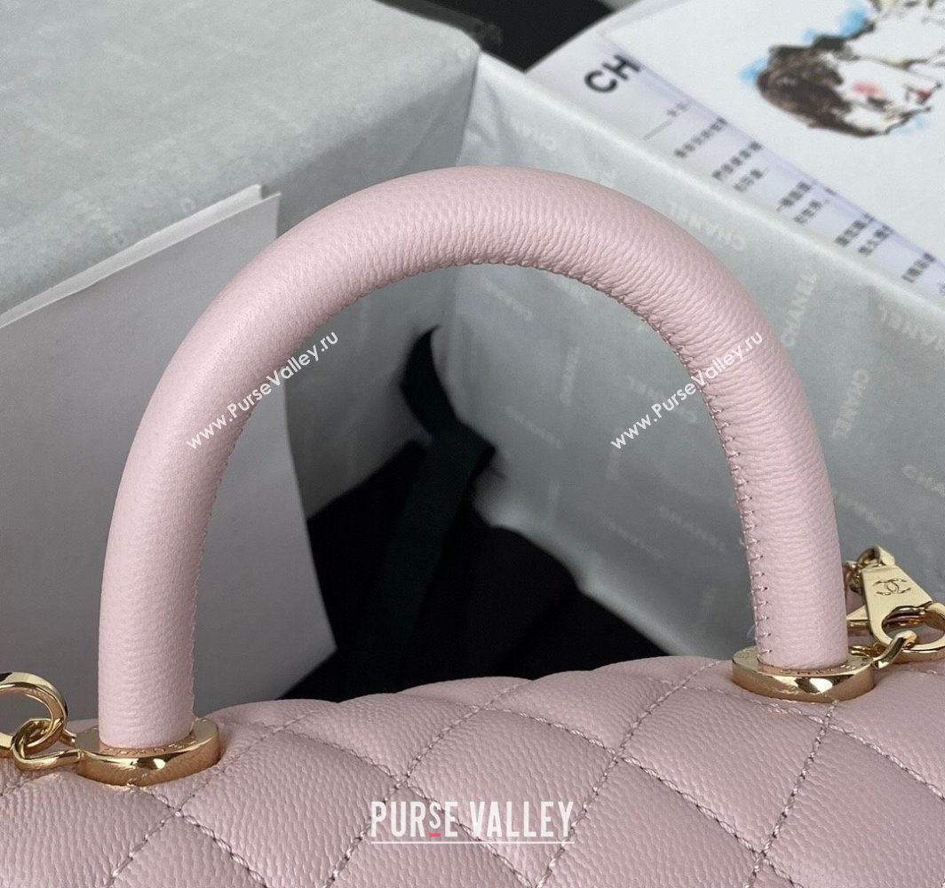 Chanel Coco Handle Quilted Grained Calfskin Small Flap Bag with Top Handle A92990 Light Pink 2025 0111 (yezi-250111001)