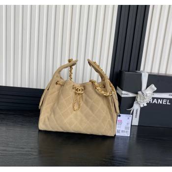 Chanel Quilted Suede Medium Hobo bag AS5293 Beige 2025 (yezi-250111021)