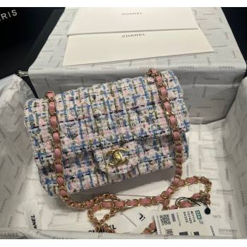 Chanel Tweed Classic Mini Flap Bag A69900 Pink/Blue 2025 0113 (yezi-250113001)