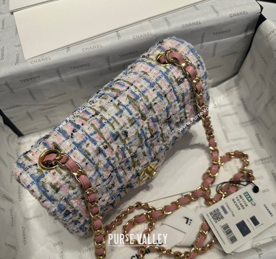 Chanel Tweed Classic Mini Flap Bag A69900 Pink/Blue 2025 0113 (yezi-250113001)