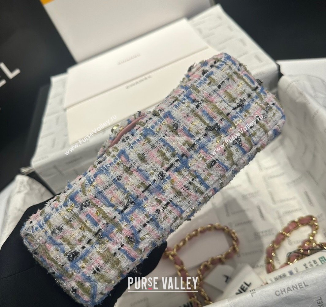 Chanel Tweed Classic Mini Flap Bag A69900 Pink/Blue 2025 0113 (yezi-250113001)