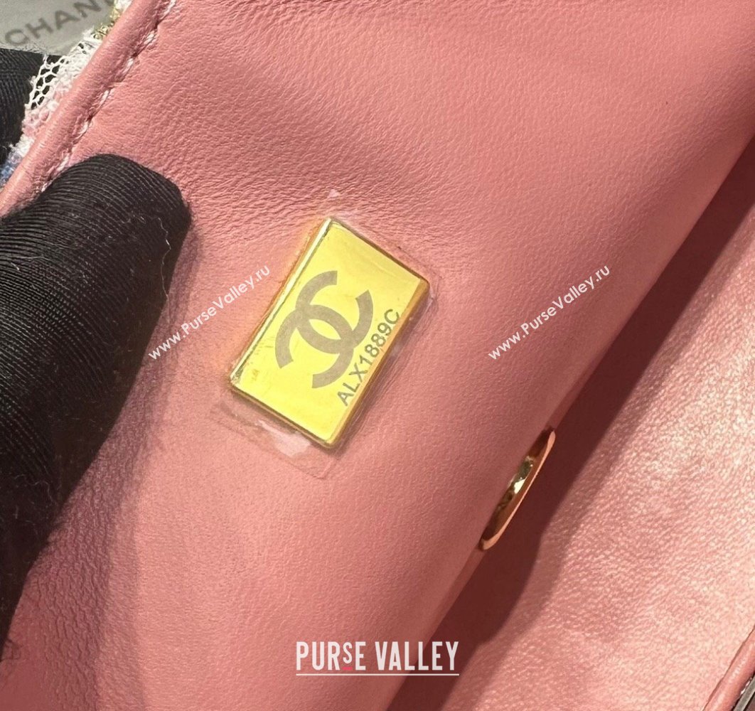 Chanel Tweed Classic Mini Flap Bag A69900 Pink/Blue 2025 0113 (yezi-250113001)