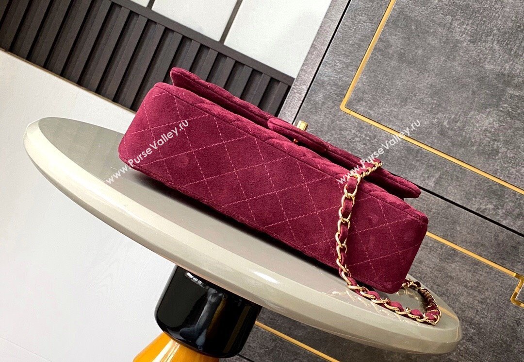 Chanel Suede Classic 11.12 Medium Flap bag A01112 Burgundy 2025 0113 (yezi-250113012)