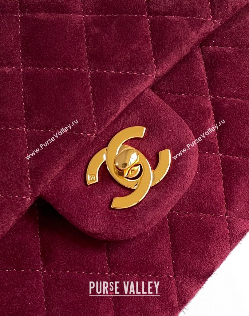 Chanel Suede Classic 11.12 Medium Flap bag A01112 Burgundy 2025 0113 (yezi-250113012)
