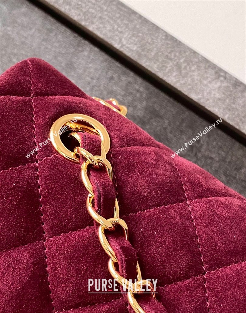 Chanel Suede Classic 11.12 Medium Flap bag A01112 Burgundy 2025 0113 (yezi-250113012)