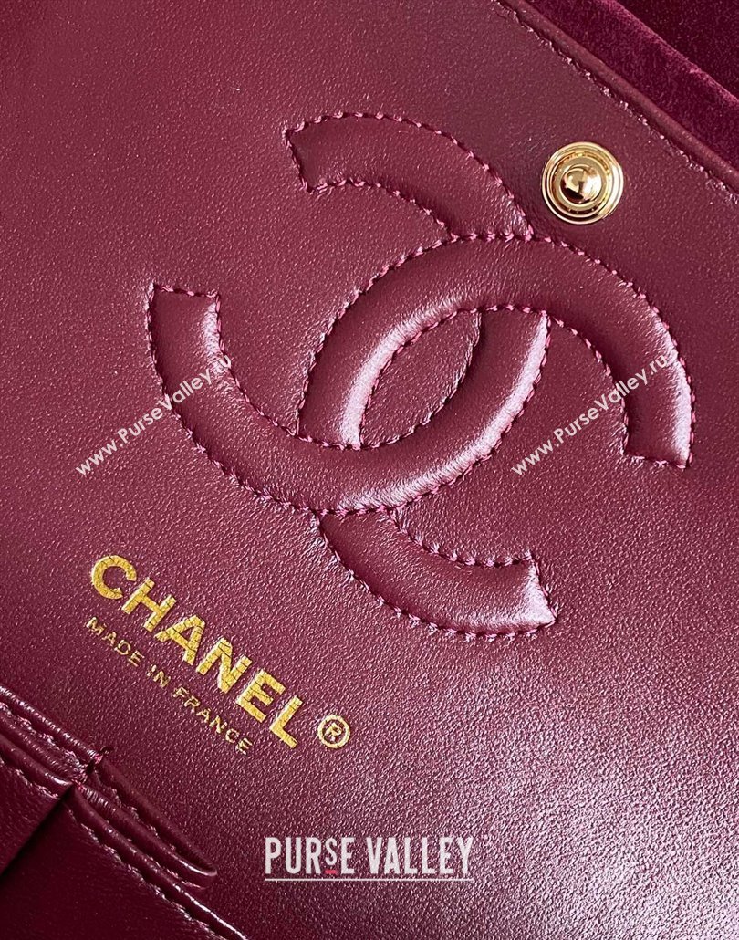 Chanel Suede Classic 11.12 Medium Flap bag A01112 Burgundy 2025 0113 (yezi-250113012)