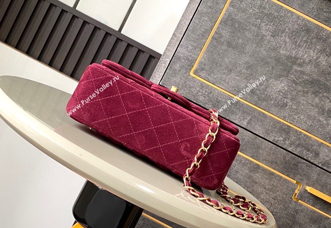 Chanel Suede Classic Mini Flap Bag A69900 Burgundy 2025 0113 (yezi-250113013)
