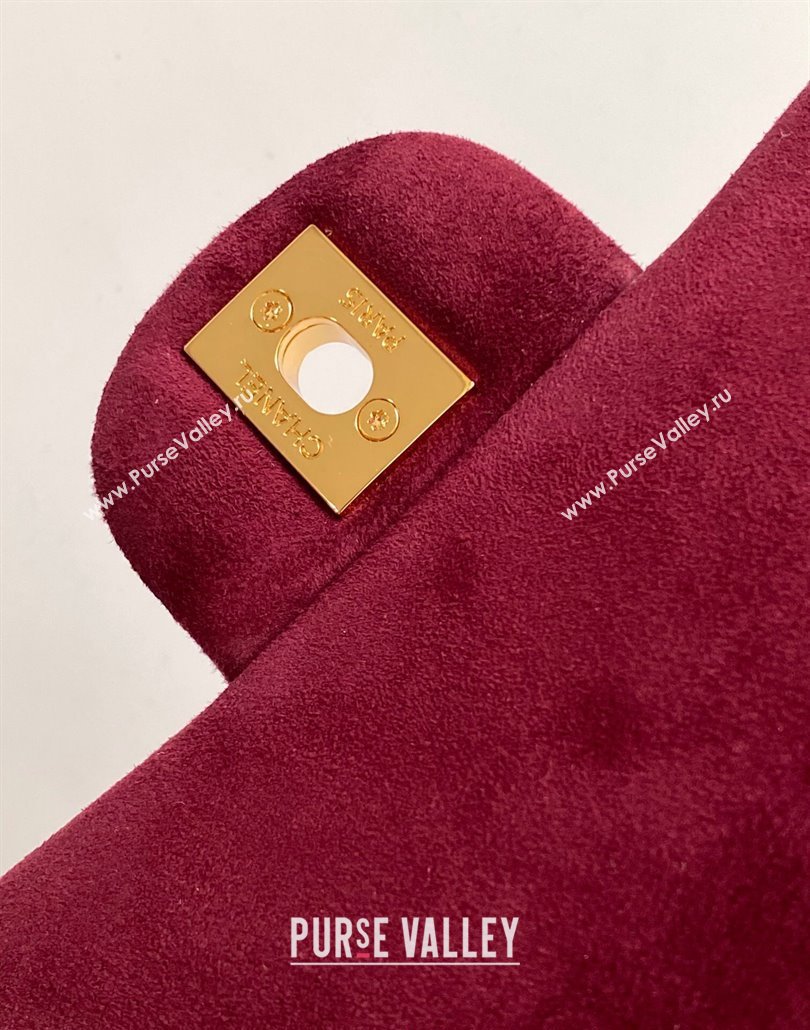 Chanel Suede Classic Mini Flap Bag A69900 Burgundy 2025 0113 (yezi-250113013)