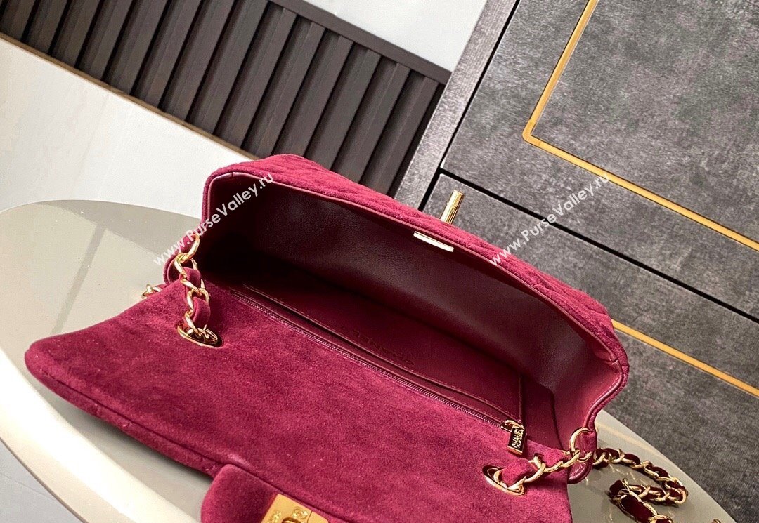 Chanel Suede Classic Mini Flap Bag A69900 Burgundy 2025 0113 (yezi-250113013)
