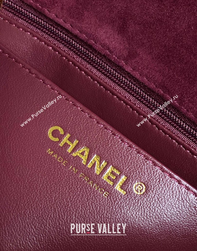 Chanel Suede Classic Mini Flap Bag A69900 Burgundy 2025 0113 (yezi-250113013)