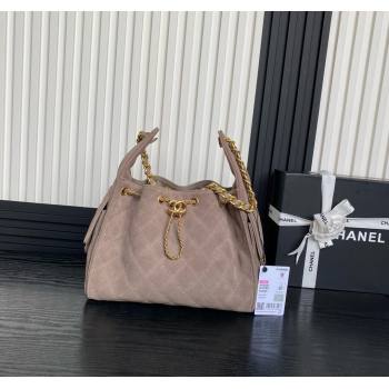 Chanel Quilted Suede Medium Hobo bag AS5293 Khaki Grey 2025 (yezi-250111022)