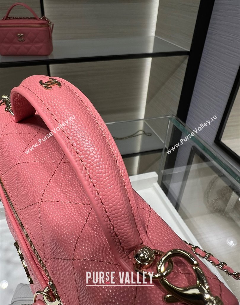 Chanel Grained Calfskin Long Vanity Case with Chain Light Pink 2025 AP4407 (yezi-250113021)