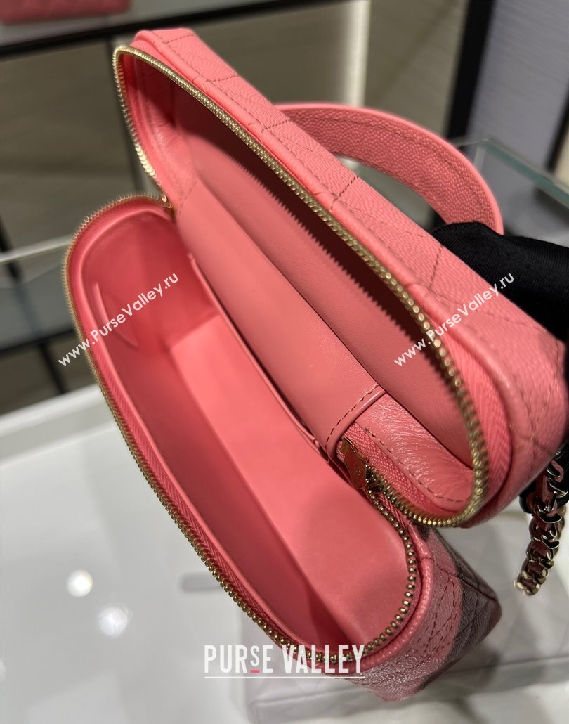 Chanel Grained Calfskin Long Vanity Case with Chain Light Pink 2025 AP4407 (yezi-250113021)