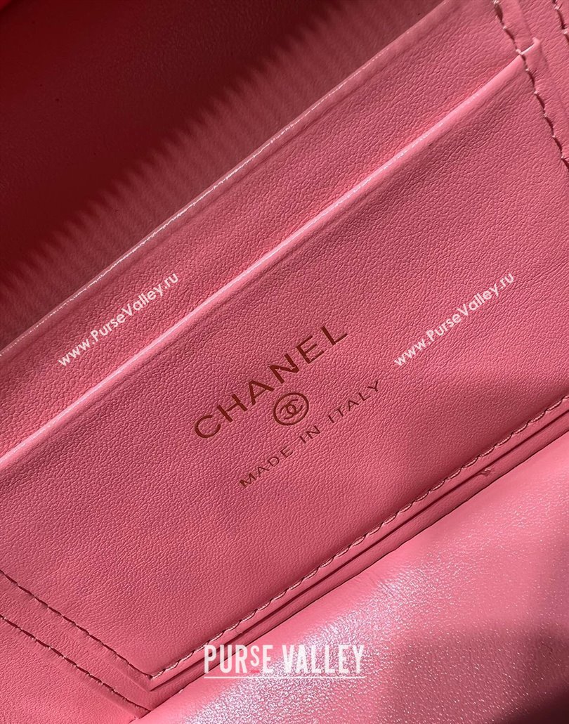 Chanel Grained Calfskin Long Vanity Case with Chain Light Pink 2025 AP4407 (yezi-250113021)