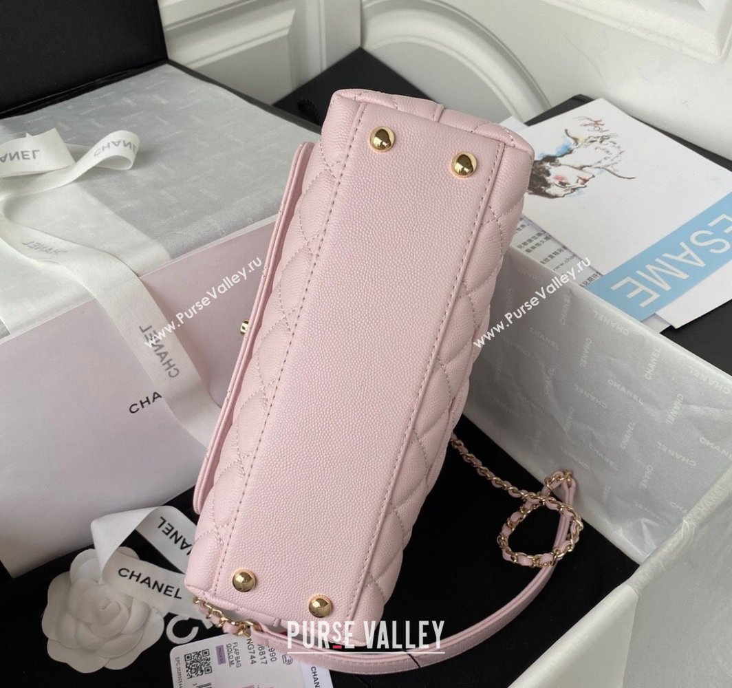 Chanel Coco Handle Quilted Grained Calfskin Small Flap Bag with Top Handle A92990 Light Pink 2025 0111 (yezi-250111001)