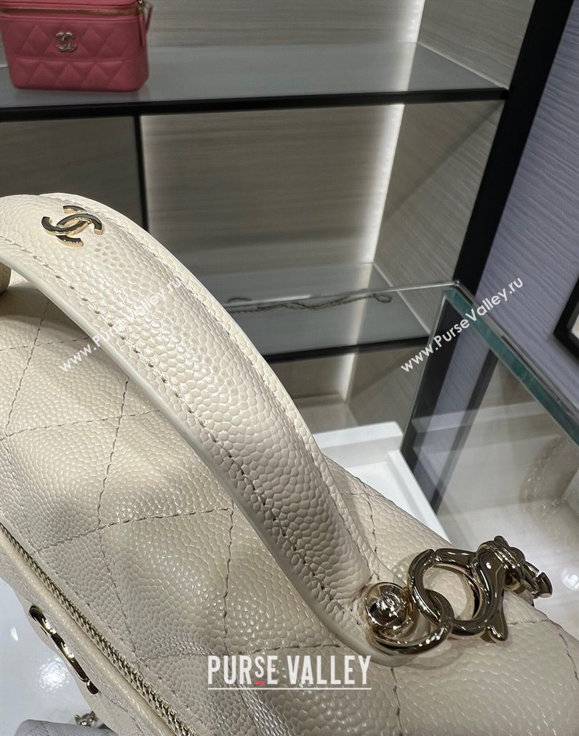 Chanel Grained Calfskin Long Vanity Case with Chain White 2025 AP4407 (yezi-250113022)