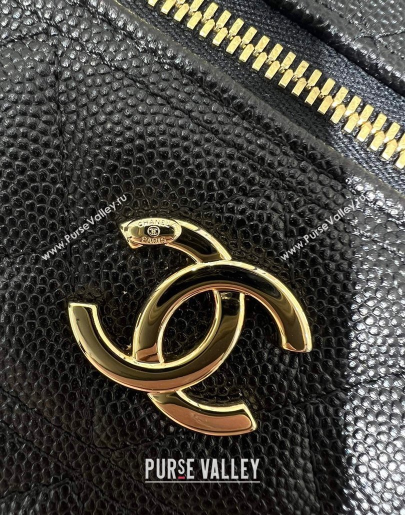 Chanel Grained Calfskin Long Vanity Case with Chain Black 2025 AP4407 (yezi-250113023)