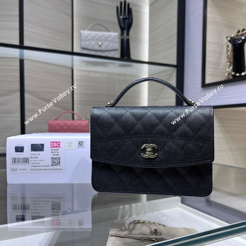 Chanel Grained Calfskin Clutch/Backpack Bag with Chain Black 2025 AP4406 (yezi-250113024)