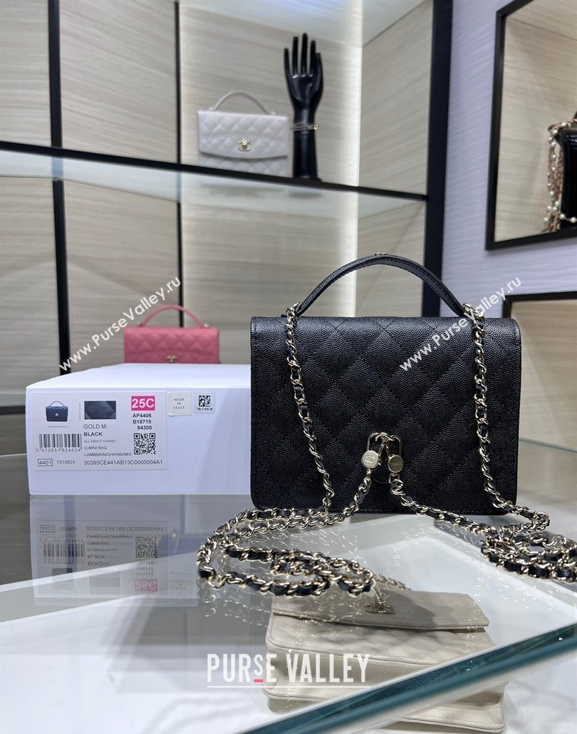 Chanel Grained Calfskin Clutch/Backpack Bag with Chain Black 2025 AP4406 (yezi-250113024)