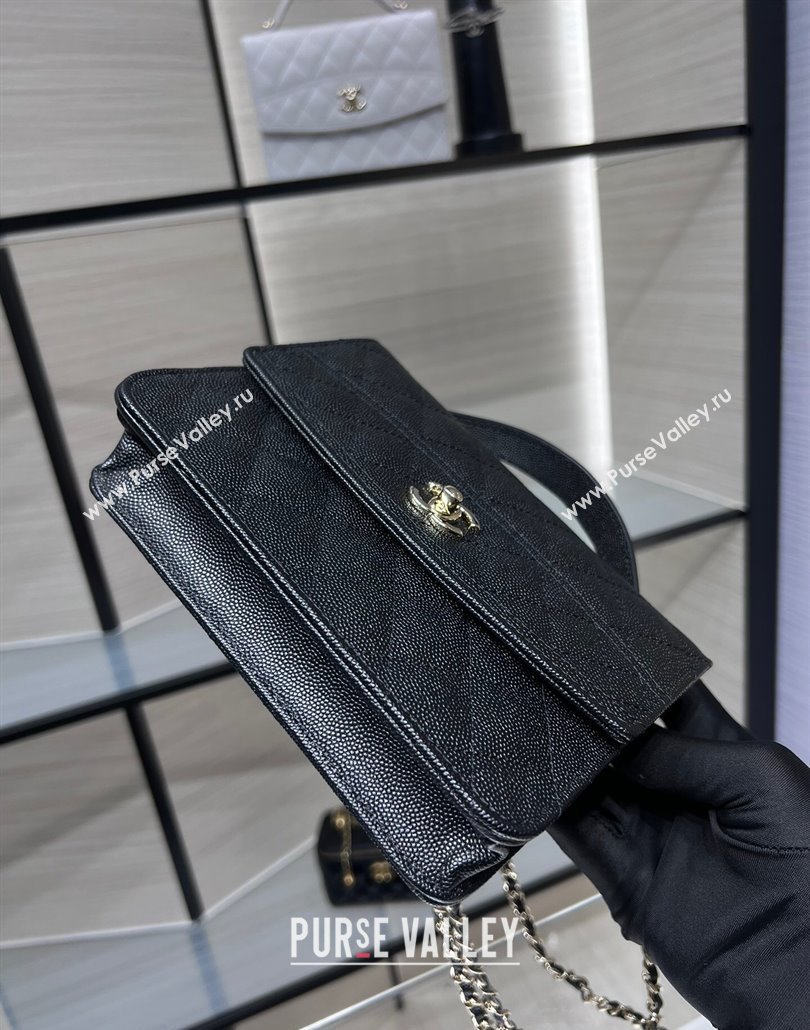 Chanel Grained Calfskin Clutch/Backpack Bag with Chain Black 2025 AP4406 (yezi-250113024)
