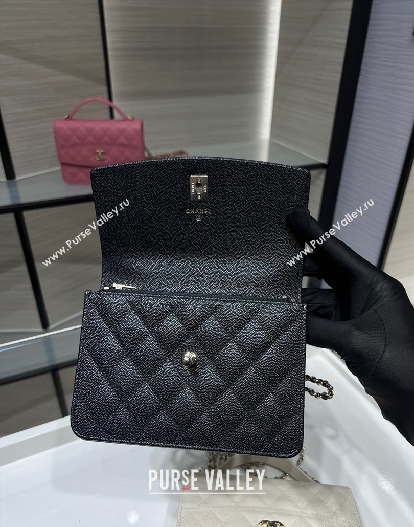 Chanel Grained Calfskin Clutch/Backpack Bag with Chain Black 2025 AP4406 (yezi-250113024)