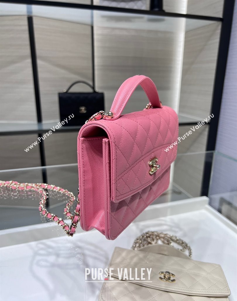 Chanel Grained Calfskin Clutch/Backpack Bag with Chain Pink 2025 AP4406 (yezi-250113025)