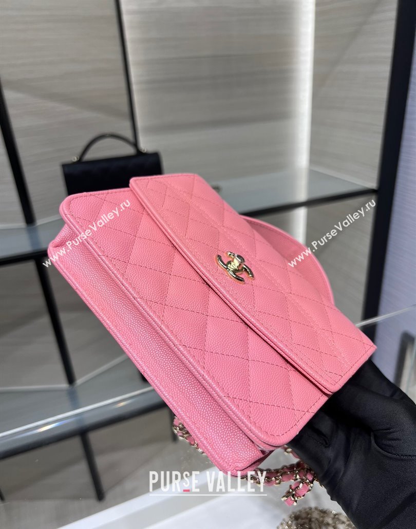 Chanel Grained Calfskin Clutch/Backpack Bag with Chain Pink 2025 AP4406 (yezi-250113025)
