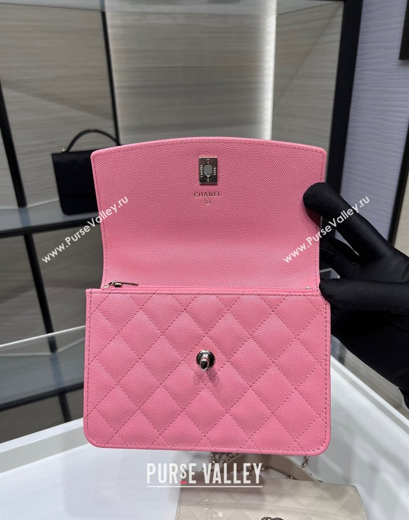 Chanel Grained Calfskin Clutch/Backpack Bag with Chain Pink 2025 AP4406 (yezi-250113025)