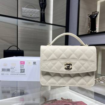 Chanel Grained Calfskin Clutch/Backpack Bag with Chain White 2025 AP4406 (yezi-250113026)