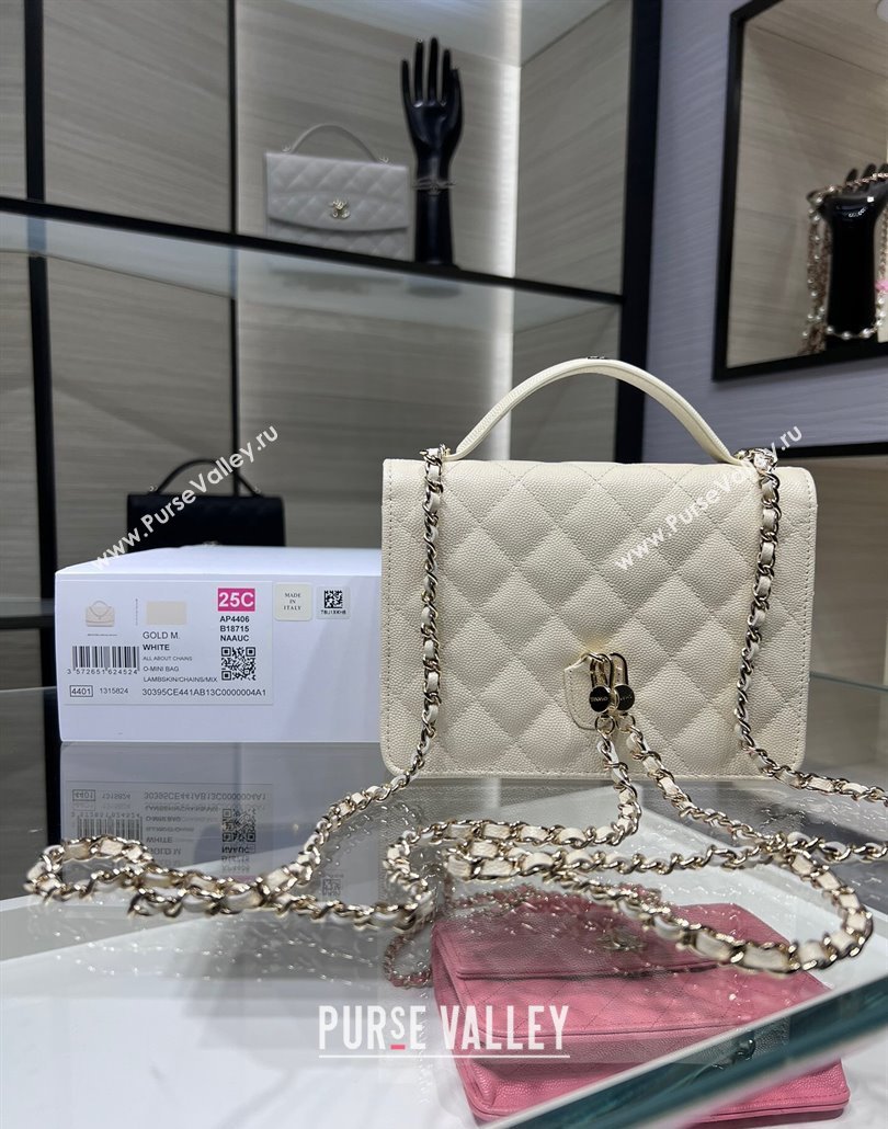 Chanel Grained Calfskin Clutch/Backpack Bag with Chain White 2025 AP4406 (yezi-250113026)